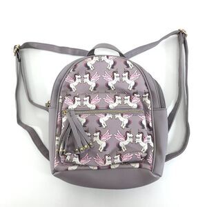 OMG Accessories Winged Unicorn Print Mini Backpack Girls OS 10"x11" Adjustable
